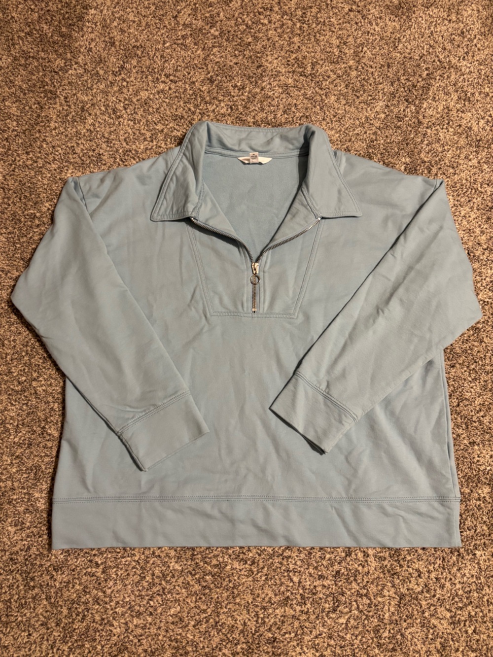 Time and Tru Light Blue Half-Zip Polo Sweatshirt - Picture 3 of 7